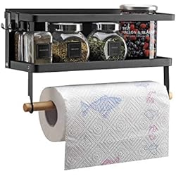 VIAVDesign Magnétique Réfrigérateur Côté Rack, étagère de rangement magnétique à fixation murale, étagère à épices Idéal pour Cuisine, porte-serviettes en papier 32 x 12 x 20 cm