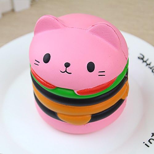 Stress Reliever Toys, TUDUZ Newest Funny Creative Kawaii Jumbo Cartoon Cat Hamburger Scented Slow Rising Exquisite Kid Soft Toy Gift (pink)