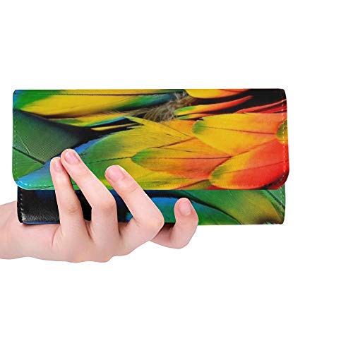 Preisvergleich Produktbild Einzigartige benutzerdefinierte Bunte Scarlet Macaw Vögel Federn rot Frauen Trifold Wallet Lange Geldbörse Kreditkarteninhaber Fall Handtasche