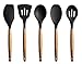 Produktbild Miusco 5 Stück Silikon Kochlöffelset mit Hartholz Griff aus Natürlichem Akazienholz Schwarz