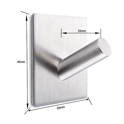 Pingenaneer 2er Set Selbstklebende Handtuchhaken aus Edelstahl Kleiderhaken Wandhaken 3M Doppelklebeband , ohne Bohren , Bombenfest - 2