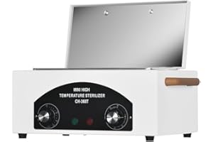 KZAN High-Temperature Sterilizer, Metal Tool Cleaning Box, SPA Towel Dry Heat Sterilizer with Timing Function, Disinfection Equipment for Dentist Clinic Lab & Salon Barber Scissor (UK Plug/White)