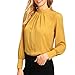 Produktbild Yazidan Oben Mode Solide Damen Lange Ärmel Outfits Chiffon Zuhause Kleider Beiläufig Lose Tunika Bischofsärmel Bluse Elegant Einfarbig Sweatshirt Formal Hemd Mode Abschlag(Gelb,S)