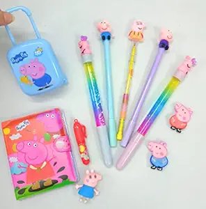 Tera13 Stationary Kit for Girls Diary Pencil Pen Book Eraser Sharpener - Stationary Kit Set for Girls and Boys /Birthday Gift Pack of 8 Items (Multicolor) (Kids Combo Set of 8 Items)