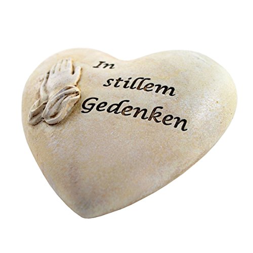 Grabschmuck Stein Hände im Gebet (Polystone) 11 cm Herzform
