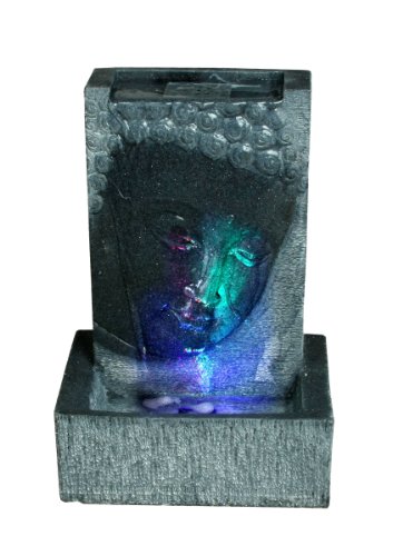 Brunnen Buddha Zimmerbrunnen mit LED Wohnung Entspannung Dekoration schwarz Luftbefeuchtung Deko Wohnzimmer
