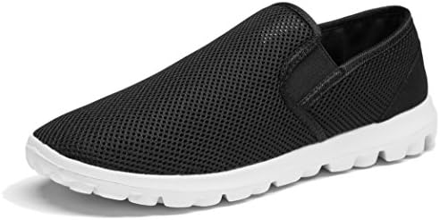 Venustus Men's Breathable Mesh Lightweight Slip On Boat Loafers Outdoor Fashion Casual Walking Shoes Size 11 UK Black