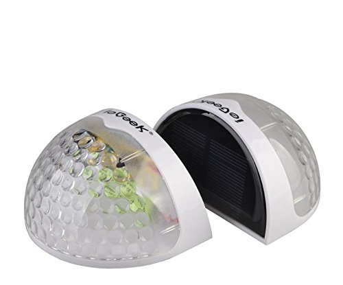 ieGeek Outdoor halbkreis Solarlampe Solarleuchte ABS Leitplanke 6 LED-Lichte Dämmerungsschalter / Sicherheit IP65 wasserdichte drahtlose für Zaun / Wand im Garten (2 Stücke, Weiß)
