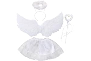 ANYINGKAI Engelsflügel Weiß Engelsflügel Kostüm Halloween Kostüm Mädchen Engelsflügel Kostüm für Kinder Engelsflügel Teufel Kostüm für Halloween Karneval Cosplay Party Cosplay