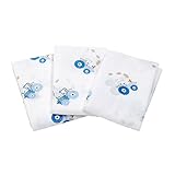 Odenwälder 3er Pack Doppel-Mullwindeln 80 x 80cm Farm Traktor