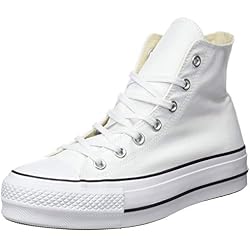 Converse Chuck Taylor CTAS Lift Hi, Zapatillas para Mujer, Blanco Black/White 102, 38 EU
