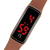 Taffstyle Unisex Armbanduhr Digitale Sportuhr Silikonuhr mit LED Damen Herren Digital Sport Silikon Uhr Braun