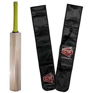 CW Plain Kashmir Willow BAT for Leather Ball Thick Edges Junior Kashmir Willow Cricket BAT Youth Boys Men Adult Full Size BAT for Men