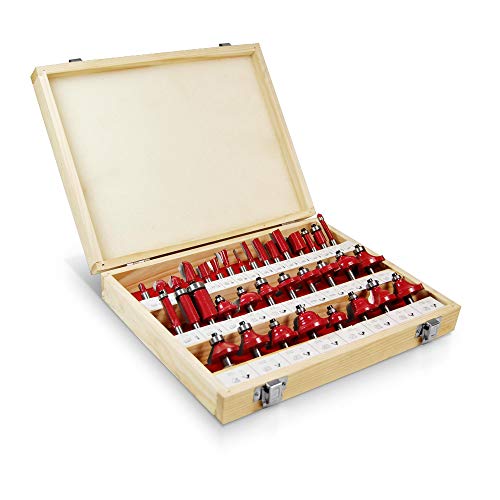 Berlan - BFS-35 - Set di frese da 8 mm, 35 pezzi in cassetta di legno, colore: Naturale/Rosso