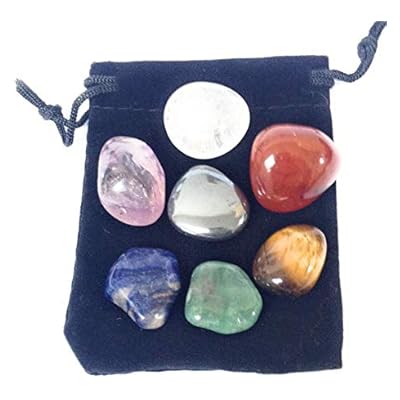 Chakra Pouch Mini Crystal Healing Chakra Tumblestone Set, Reiki Charged, Balancing, Meditation, Grounding