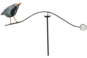 MATCHES21 HOME & HOBBY matches21 - Decorazione a vento cinetica, Segnavento Girandole, Decorazione da giardino con uccellino, sfera di vetro e picchetto in metallo, 1 pezzo, 66 x 125 cm