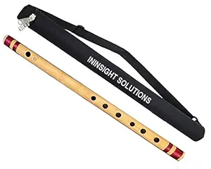 Ininsight Solutions Bamboo Flute Bansuri Scale G Natural 17 Inches With Carry Bag