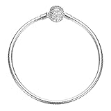 Soufeel Armband mit Blumen Kristall Schnalle für Damen Charms Beads Anhänger 925 Sterling Silber Armband in 18cm