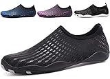  SIX SPACE Wasserschuhe Badeschuhe Schnell Trocknend Strandschuhe Schwimmschuhe Rutschfeste Aquaschuhe Wassersport Gymnastiksschuhe für Herren Damen Umverpackung: MEHRWEG(Schwarz, 43 EU)
