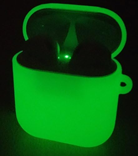TomRich T330 Silicone AirPods Strap Case [BLACK] - [Cushion Protection] [Added Lanyard] - for Apple AirPods Case - Green Glow in the Dark