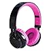 Produktbild pondkoo LED-Faltbare Over-Ear-Kopfhörer mit Mikrofon Easy Control Langlebig angenehm Design Superb Verstellbare Headset in-ear Kopfhörer kabellos Hals Sport Gym hot pink