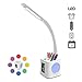 Produktbild SLUU LED-Schreibtischlampe, verstellbare Schreibtischlampe, USB-Ladeanschluss, Bildschirm und Kalender- und Farbnachtlicht, Schreibtischlampe, geeignet für Kinder mit Bleistiftständer und Alarm