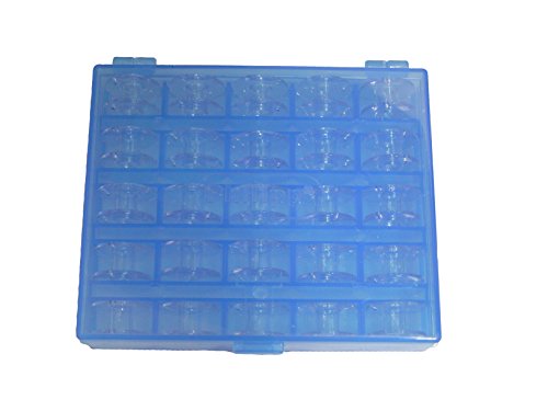 (blau)Spulenbox+25 hochw. Spulen 11,5 f. BROTHER, PFAFF, BERNINA, JUKI, SINGER, Janome (blau) - 2