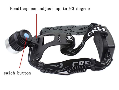 Genwiss 3000 Lumen CREE XM-L T6 LED Aluminiumlegierung Scheinwerfer Stirnlampe Lampe Licht der Taschenlampen-3 Modus Super T6 Weißlicht (inklusive 2x 5000mAh Batterie 18650) - 4