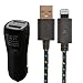 Produktbild Original OKCS® Premium KFZ Ladeset! Dual USB Schnellladeadapter + 1 M Textil Ladekabel Datenkabel passend für iPhone 6 / 6 Plus / 5, 5S, 5C, iPod Touch 5 Generation, iPod Nano 7 Generation, iPad Mini, iPad 4, iPad Air in Schwarz