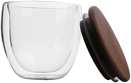 Bababy Thermal Insulation Cup 250/350/450ML Clear Double Layer Crystal Tea Cup Resistant Heat Milk Thermal Insulation Cup 250ml + bamboo lid