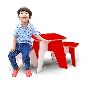 Invenzo Kids Study, Playing, Drawing Table/Desk Set in Red Colour