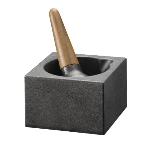 Skeppshult - Mörser "cubic" Gusseisen - Gusseisenstössel mit Walnussgriff 12 x 12 x 8,5 cm