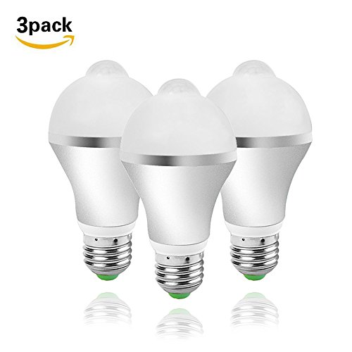 Preisvergleich Produktbild LED Lampen mit Bewegungsmelder Minger E27 9W 3per warmweiß LED Birnen PIR Infrarot Dekorative Beleuchtung für Korridor, Garage, Treppe, Garten, Hof, 3 Stück [Energieklasse A+]