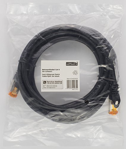 mumbi 3m Cat.6 Ethernet Lan Netzwerkkabel – Cat.6 FTP (RJ-45) 3 Meter Kabel in schwarz - 6