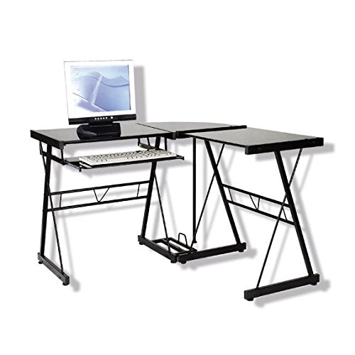 ROLLER Winkel-Schreibtisch ST25212 - schwarze Glasplatten - Metallgestell schwarz ROLLER Winkel-Schreibtisch ST25212 - schwarze Glasplatten - Metallgestell schwarz