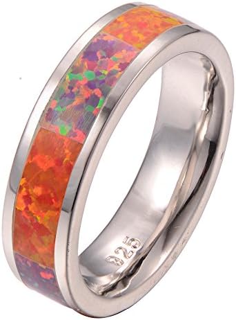 Orange Fire Opal 925 Sterling Silver Filled Ring Size O