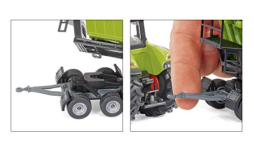 SIKU 1949, Claas Axion Traktor mit Frontlader, Dolly und Muldenkipper, 1:50, Metall/Kunststoff, Grün, Bewegliche Schaufel und Frontlader-Schwinge, Kippbare Mulde - 2
