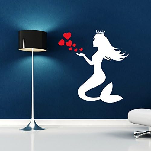 QJONKE Murals Sticker,Love Mermaid Sticker Ideas, Living Room Bedroom Removable Wall Murals Sticker 43.5*31cm