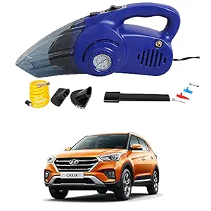 Oshotto 2 in 1 Car Vacuum Cleaner Cum Tyre inflator/Air Compressor for Hyundai Creta (Blue)