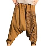 ★ Material: este pantalón festivo estaba hecho de lino y mezcla de algodón, poliéster, cómodo y transpirable para usar