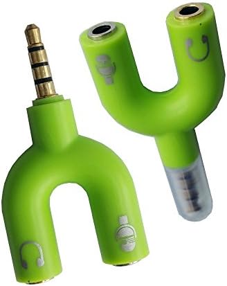 iviLongTail 3.5mm Stereo TRRS 4Pole Plug to 3.5mm Mic &amp; Headset Jack iPhone Audio Adapter (2pcs Green)