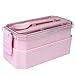 Produktbild Haorw Lunchbox mit zwei Fächern Brotdose Aufbewahrungsdose mit Unterteilung Food Container (Rosa)
