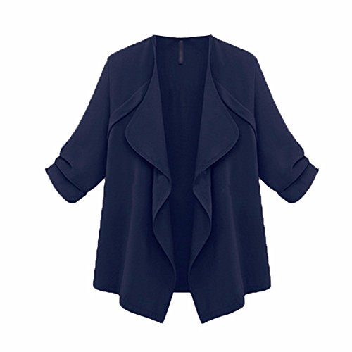 Covermason Femmes Automne Printemps Solide à Manches Longues en Vrac Plus Manteau Manteau Cardigan Veste Manteaux Casual Pull Outlet Asymétrique Blouson (Bleu Marine, L)