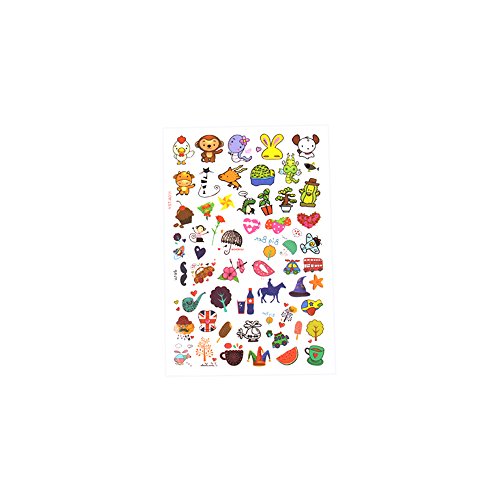 96 Kindertattoos Set Buntes Design | verschiedene Motive Tattoos für Kinder spielen | Lustig Cartoon Farben - 2