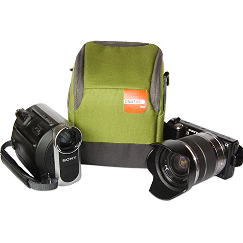 First2savvv BDV0701 vert qualit   de luxe nylon anti-choc appareil photo num  rique cam  scope housse cas pour Canon PowerShot SX420   SX410   EOS M10   EOS M3  G1X Mark II   G3X   Chiffon de nettoyage