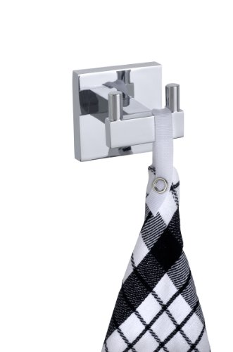 WENKO 20511100 Power-Loc Wandhaken Duo Fabro – Befestigen ohne bohren, Zinkdruckguss, 5.3 x 5.3 x 4.8 cm, Glänzend - 3