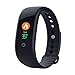 Produktbild Smart Armbanduhr mit Herzfrequenz/Dorical Fitness Armbanduhr USB-Lade-Fitness-Tracker/Wasserdicht Armband mit Schrittzähler Kalorienzähler Touchpad Bluetooth Uhrr für Damen Herren Kinder(Schwarz)