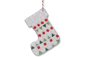 Crafty You Crafty Me - Christmas Decoration Mosaic Craft Kit Activity Gift, Make Christmas Tree Decorations, Everything Included, (Stocking), Made in UK