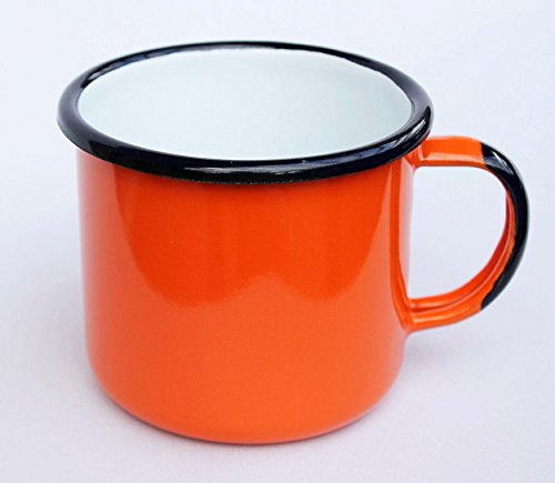DanDiBo Emaille Tasse 501/10 Orange Becher emailliert 10 cm Kaffeebecher Kaffeetasse Tee