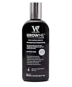 Watermans Grow Me Best Hair Growth Shampoo Sulphate & Paraben Free, Caffeine, Biotin, Argan Oil, Allantoin, Rosemary. UKS NO 1 Selling shampoo, WHITE, 250ML (WM23)